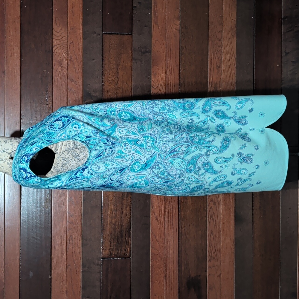 Talbots Teal and Blue Paisley Slip On Dress - Picture 8 of 11